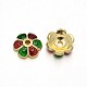 6-Petal Colorful Flower Brass Enamel Bead Caps KK-N0078-01-1
