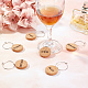 SUNNYCLUE 1 Box 12Pcs Wooden Wine Glass Charms Glass Markers Identification Pendants Including 6 Styles Natural Wood Charm For Wine Glass Champagne Flutes Cocktails Martinis WOOD-SC0001-35-5