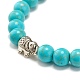 Round Synthetic Turquoise & Natural Lava Rock Stretch Bracelet BJEW-JB07470-02-4