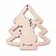 印刷された木材の大きなペンダント  雪だるまとクリスマスツリー  カラフル  79.5x74x2.5mm  穴：2.5mm FIND-H030-03-2