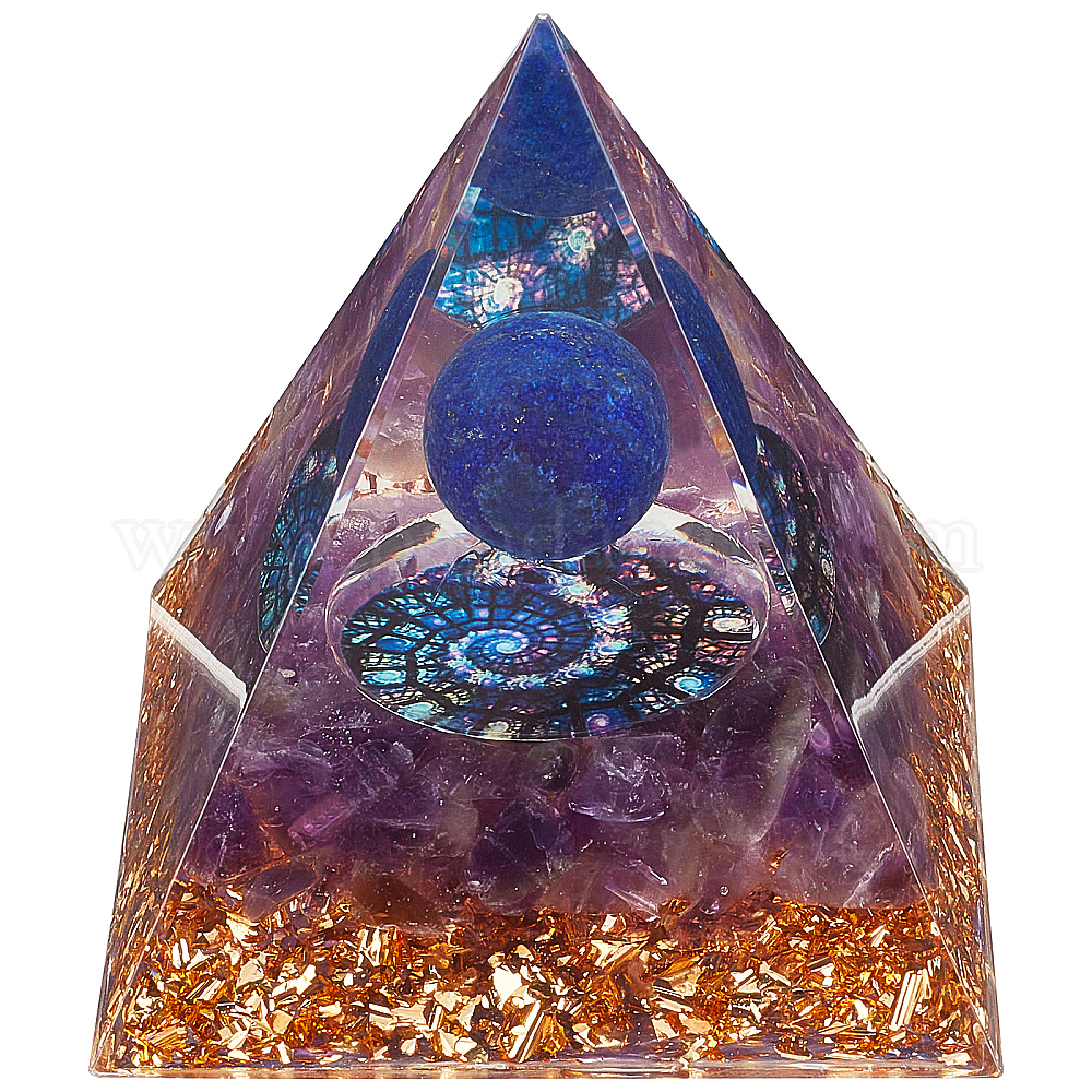 Wholesale CRASPIRE Crystal Epoxy Display Decorations Lapis Lazuli Pyramid Sphere Crystal Pyramid