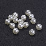 Imitated Pearl Acrylic Beads, Round, Creamy White, 6mm, Hole: 2mm, about 4800pcs/500g