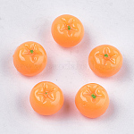 Cabochons décodés en résine sur le thème de l'automne, kaki, orange foncé, 9x6.5~7mm