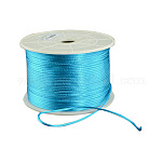 Fil de nylon ronde, corde de satin de rattail, pour création de noeud chinois, turquoise foncé, 1mm, 100 yards / rouleau