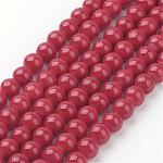 Естественно Mashan нефрита круглые бусины нити, окрашенные, темно-красный, 6 мм, отверстие : 1 мм, около 69 шт / нитка, 15.7 дюйм