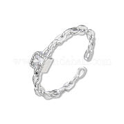 Clear Cubic Zirconia Open Cuff Ring for Women RJEW-N039-06P