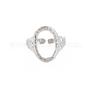 304 anillo de acero inoxidable abierto ovalado ancho para mujer. RJEW-S405-167P
