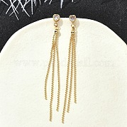 Серьги-гвоздики с кисточками из латуни в форме сердца EJEW-Z086-04G