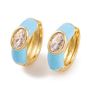 Серьги из латуни с эмалью кубического циркония EJEW-S219-14G-03