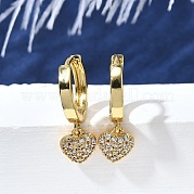 Серьги-кольца из латуни в форме сердца EJEW-Z086-09G