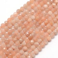 Chapelets de perles de pierre de soleil naturelle naturelles, facette, ronde, 3mm, Trou: 0.5mm, Environ 113 pcs/chapelet, 15.35 pouce (39 cm)