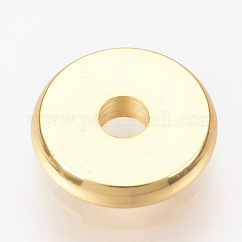 Perline di distanziatore in ottone,  cadmio& piombo libero, disco, vero placcato oro 18k, 6x1.2mm, Foro: 1.8 mm