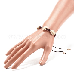 Bracciale con perline intrecciate di tartaruga sintetica turchese (tinta).&nbsp;BJEW-JB07982-02
