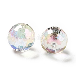 ツートン UV メッキ レインボー虹色アクリル ビーズ  二層ビーズ  ラウンド  透明  16x16mm  穴：3~3.1mm&nbsp;TACR-D010-03B-01