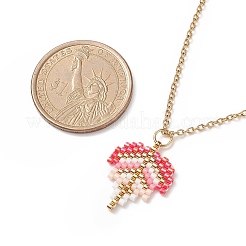 3шт 3 цветных стеклянных семян плетеный лист кулон ожерелье набор&nbsp;NJEW-MZ00009