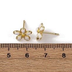 Серьги-гвоздики в виде цветка из латуни EJEW-H165-04G-01
