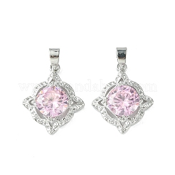 Anhänger aus Messing mit Mikropavé und rosa Zirkonia&nbsp;KK-L208-02P