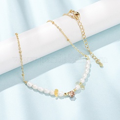 Colliers de perles naturelles en quartz citron naturel (chauffé) et en perles de riz&nbsp;GG-CBA3297-15G-B