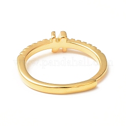 Прозрачное регулируемое кольцо с буквой из прозрачного циркония RJEW-C052-01G-N