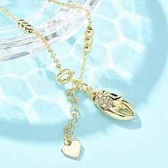 Браслеты с подвесками из латуни с микропаве из прозрачных кубических цирконий для женщин BJEW-C083-13G