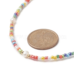 Женское колье из натурального жемчуга и стеклянных бусин X-NJEW-JN04241