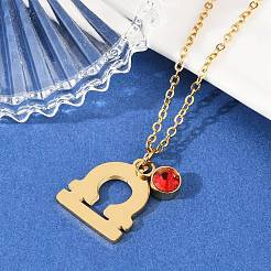 Ожерелья с подвеской в виде созвездия из нержавеющей стали 304 с дрелью из стекла и камнями рождения&nbsp;STAS-D305-08G-G