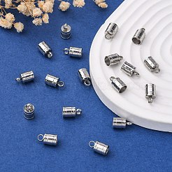 変色しにくい201ステンレススチールコードエンド  ステンレス鋼色  9.5x6mm  穴：1.5mm  内径：5mm&nbsp;X-STAS-E020-3