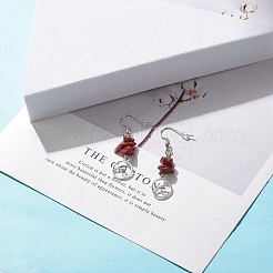 Orecchini pendenti con perline di diaspro rosso naturale&nbsp;EJEW-JE04890-06