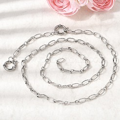 Ожерелье из нержавеющей стали 201 толщиной 4.5 мм с текстурированными овальными звеньями&nbsp;NJEW-K302-04P