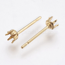 304ステンレススチールスタッドピアスセッティング  24KGP本金メッキ  13x3mm  ピン：0.8mm  トレイ：2.5mm&nbsp;X-STAS-G174-17G