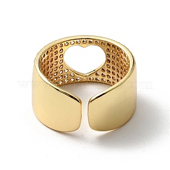 Открытое кольцо-манжета в форме сердца из прозрачного кубического циркония RJEW-G255-04B-G