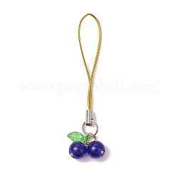 チェリーガラス＆アクリル携帯ストラップ  携帯アクセサリー  ミックスカラー  75.5mm  2個/セット&nbsp;HJEW-JM02933