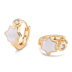 Серьги-кольца Huggie из латуни с прозрачным фианитом и прозрачным фианитом EJEW-P187-B11