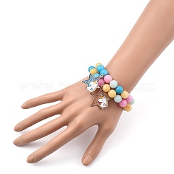 Круглые браслеты с подвесками из натурального белого нефрита&nbsp;BJEW-JB05428