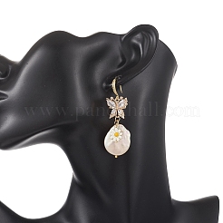 Natürliche Barockperle Keshi Perle baumeln Ohrringe&nbsp;EJEW-JE07241