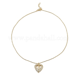 Позолоченные латунные ожерелья с подвесками с микропаве и цирконием&nbsp;NJEW-L178-02G-04