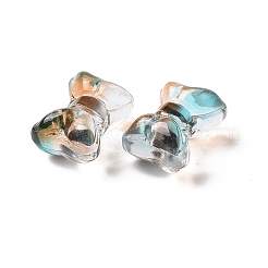 透明なスプレー塗装ガラスビーズ  蝶結び  オレンジ  10x14x8mm  穴：1mm&nbsp;GLAA-I050-11C