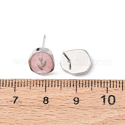 Овальные серьги-гвоздики из латуни с эмалью&nbsp;EJEW-I322-04P