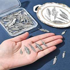 60 шт. подвески из сплава в тибетском стиле с перьями&nbsp;TIBEP-FS0001-21