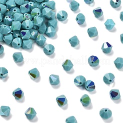 プレシオサ®クリスタルビーズ  チェコクリスタル  双円錐形(451 69 302 ロンデル)  63030 200 ターコイズab  6mm  穴：1mm&nbsp;X-PRC-BA6-63030-200