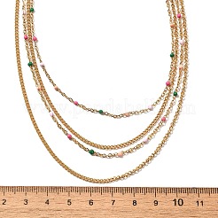 Многослойные ожерелья из нержавеющей стали 304 с цветной эмалью для женщин NJEW-R014-03G