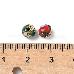 Винтажные круглые бусины ручной работы с цветочным узором в технике перегородчатой эмали&nbsp;CLB-XCP0001-02