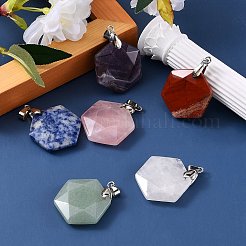 6шт 6 стиля подвески из натуральных смешанных драгоценных камней G-SZ0001-36