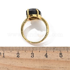 Sechseckige Fingerringe aus natürlichem Obsidian&nbsp;RJEW-B113-02G-08