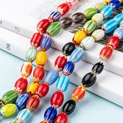 Овальная ручной Millefiori бисер пряди LK-R004-38