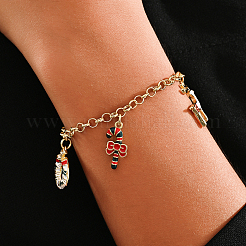 Рождественские браслеты с подвесками из латуни и эмали NP1934