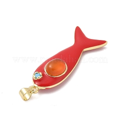 Рыба из латуни микро проложить Цирконом подвески KK-K408-49G-05