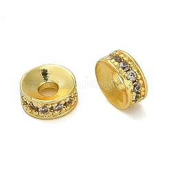 Плоские круглые латунные микропаве прозрачные кубические циркониевые бусины KK-A276-08G