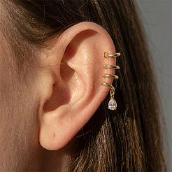 Pendientes de brazalete de acero inoxidable 304 con circonitas cúbicas engastadas&nbsp;WG912F2-01