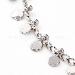 Bracelets de cheville à breloques rondes en laiton pour femmes filles&nbsp;AJEW-AN00382